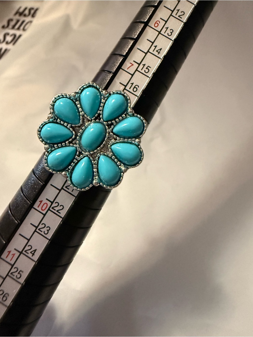 Turquoise Floral Teardrop Ring - Women Jewelry size 8.5